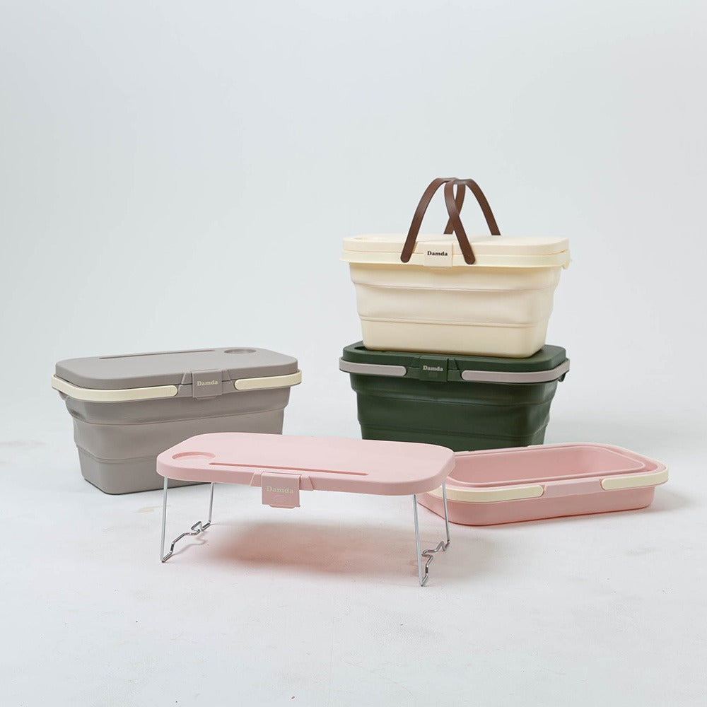 담다 접이식 바구니 겸용 테이블 / 실리콘 바스켓 2 In 1 Outdoor Foldable Basket And Table