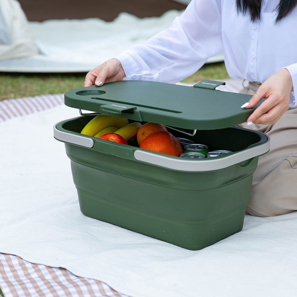 담다 접이식 바구니 겸용 테이블 / 실리콘 바스켓 2 In 1 Outdoor Foldable Basket And Table