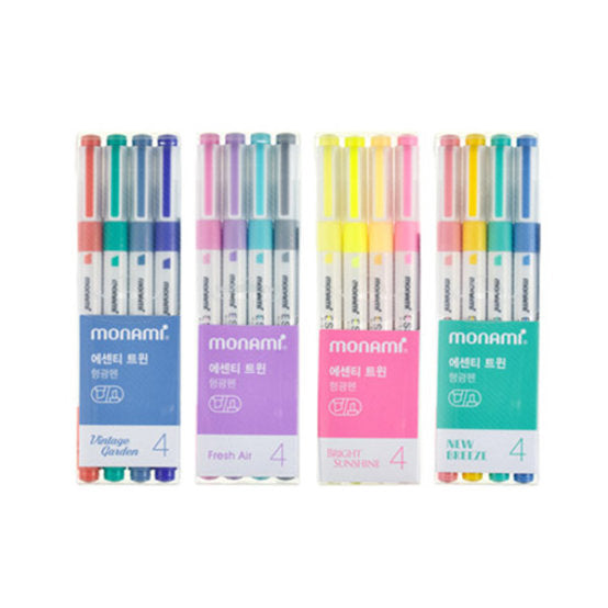 파스텔 형광펜 모나미 에센티 트윈 형광펜 4색 Patel color Highlighter