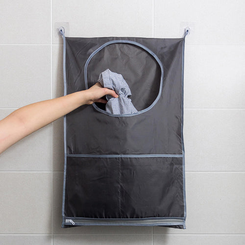 문걸이 혹은 벽부착이 가능한 빨래바구니 세탁통 포켓형 3P
