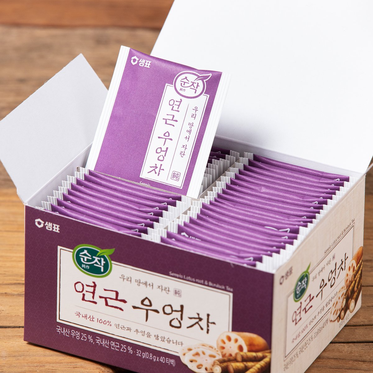 원물그대로의 깊고 진한 [순작]연근 우엉차 0.8gx 40T [Sunjac]Lotus Burdock Root Tea in bags