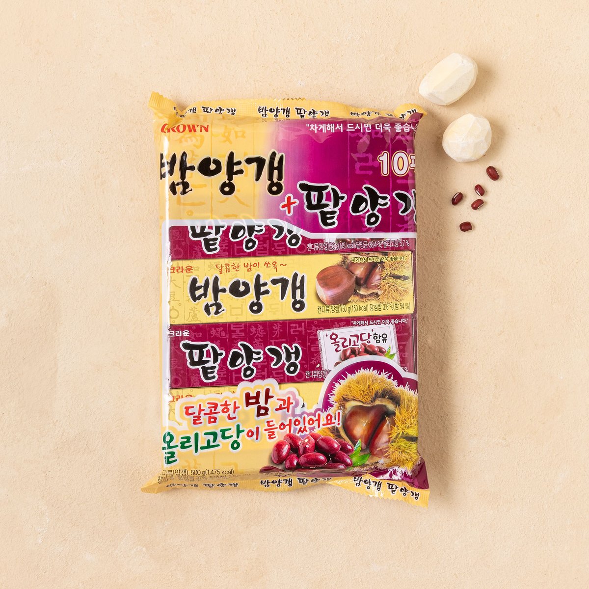 달콤한 두가지 맛 크라운 밤/팥 양갱 500g Red bean & Chestnut yokan