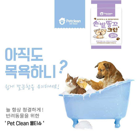 부드러운 원단과 무향 펫클린 손발 똥꼬 크린 80매 [Petclean]Wet tissue for Pet